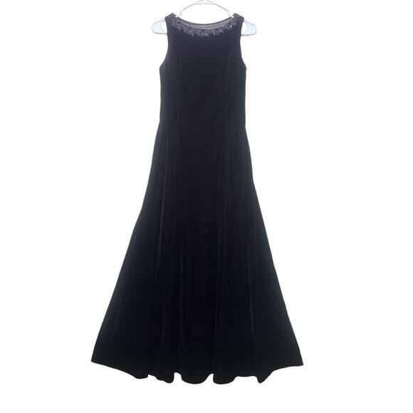 Scott McClintock Velvet Gown Dress Purple Size 8 Mesh Beaded 90s Y2K Grunge Prom - Picture 1 of 16